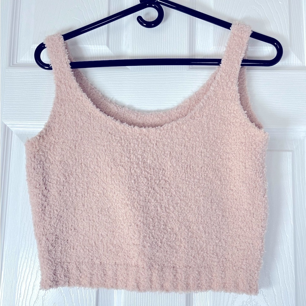 Skims Cozy Knit Plush Sleeveless Lounge Tank Top pink size L/XL